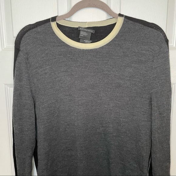 ARMANI Exchange Merino Wool Colourblock Crewneck Pullover Sweater Medium - Picture 2 of 5